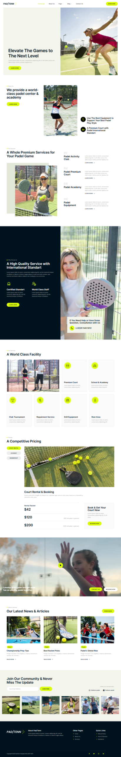Padtenn - Padel & Tennis Elementor Template Kit