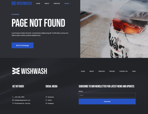 WishWash -  Car Wash & Detailing Service Elementor Template Kit