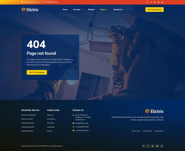 Elictrix - Electrician & Electrical Services Elementor Template Kit