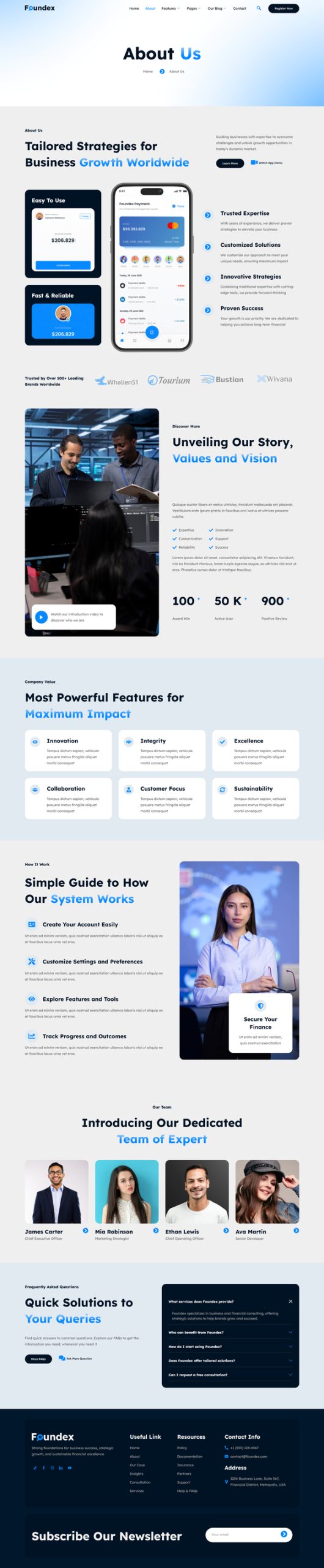 Foundex - Mobile App Showcase & Fintech Startup Elementor Template Kit