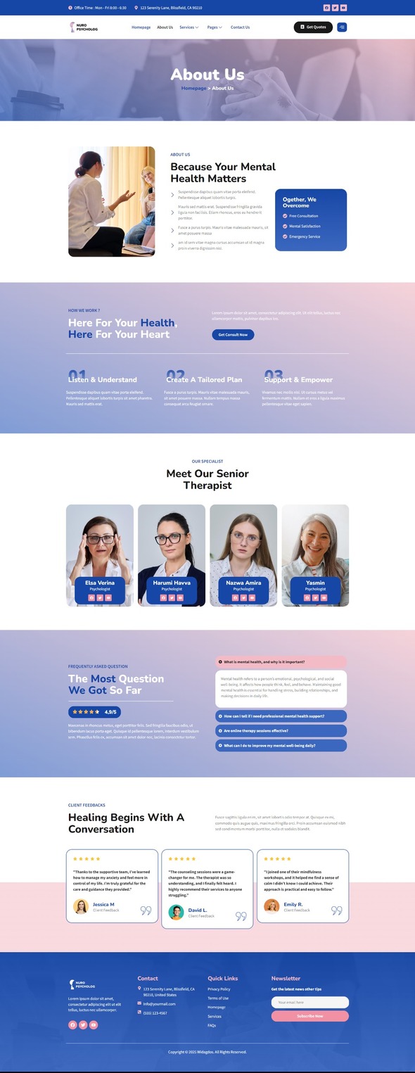 Nuro - Mental Health Therapy Elementor Template Kit