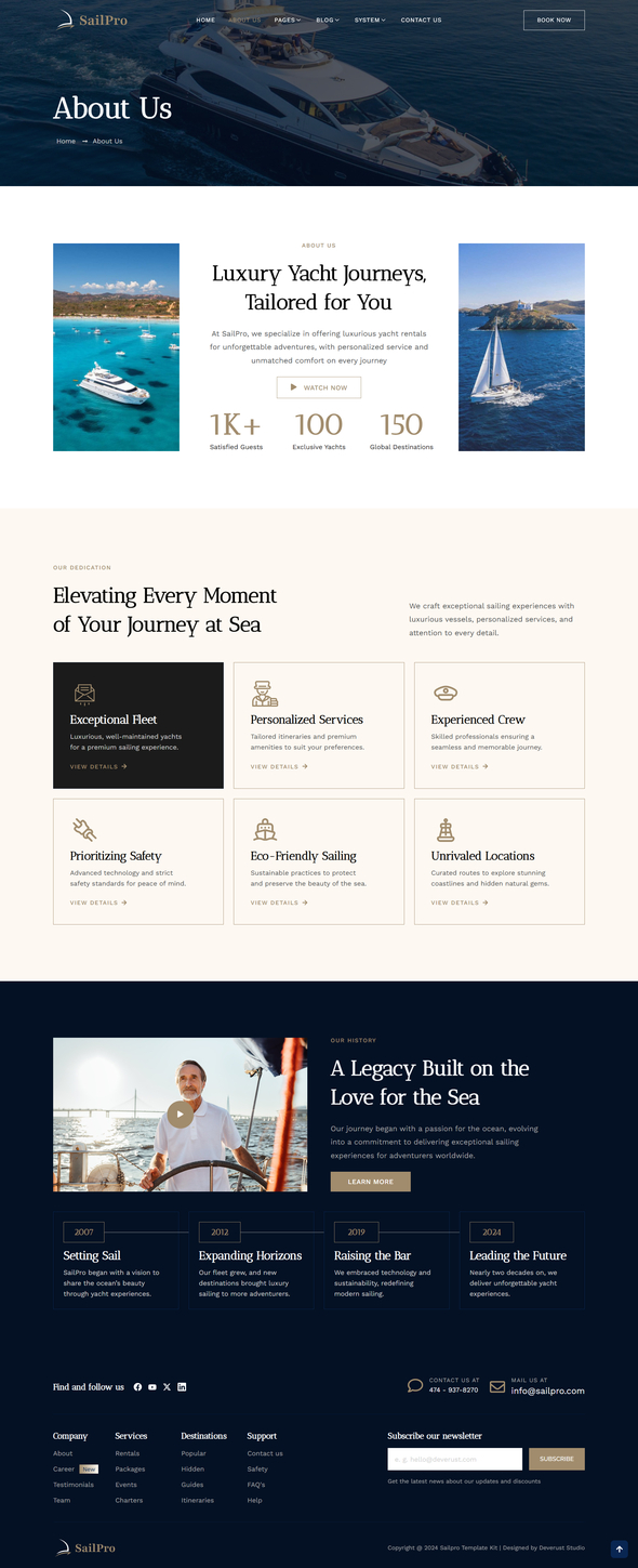 Sailpro - Yacht Club & Boat Rental Elementor Template Kit