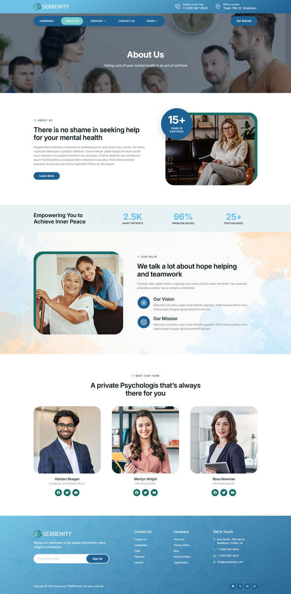 Serrenity - Mental Health Care Elementor Template Kit