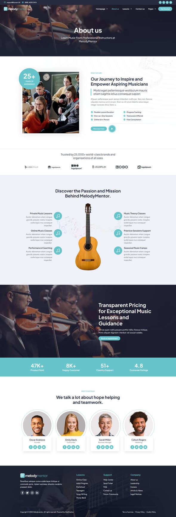 MelodyMentor - Music School & Courses Elementor Template Kit