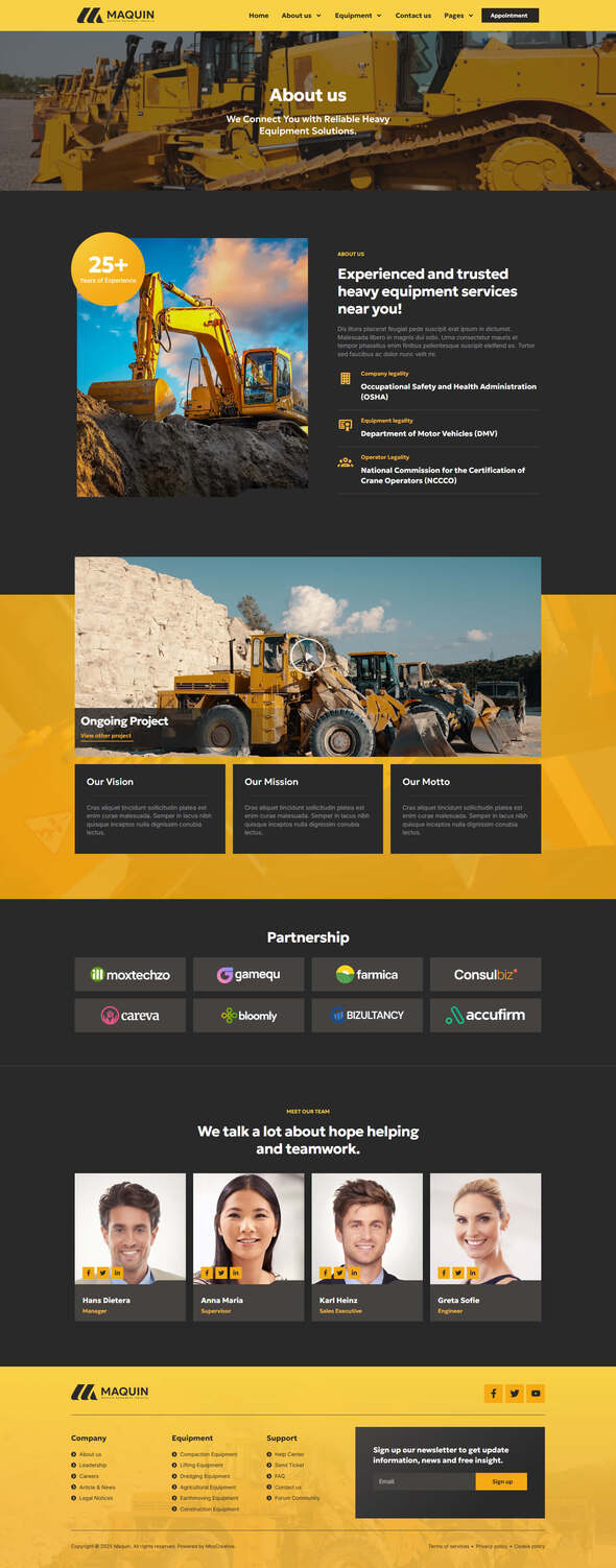 Maquin - Construction Equipment Rentals Elementor Pro Template Kit