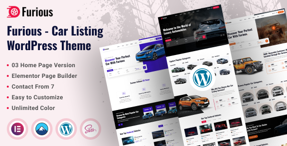 Product preview supplied for Furious - Car Listing WordPress Theme