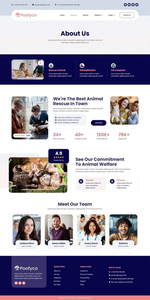 Poofyco - Pet Rescue & Animal Shelter Elementor Template Kit