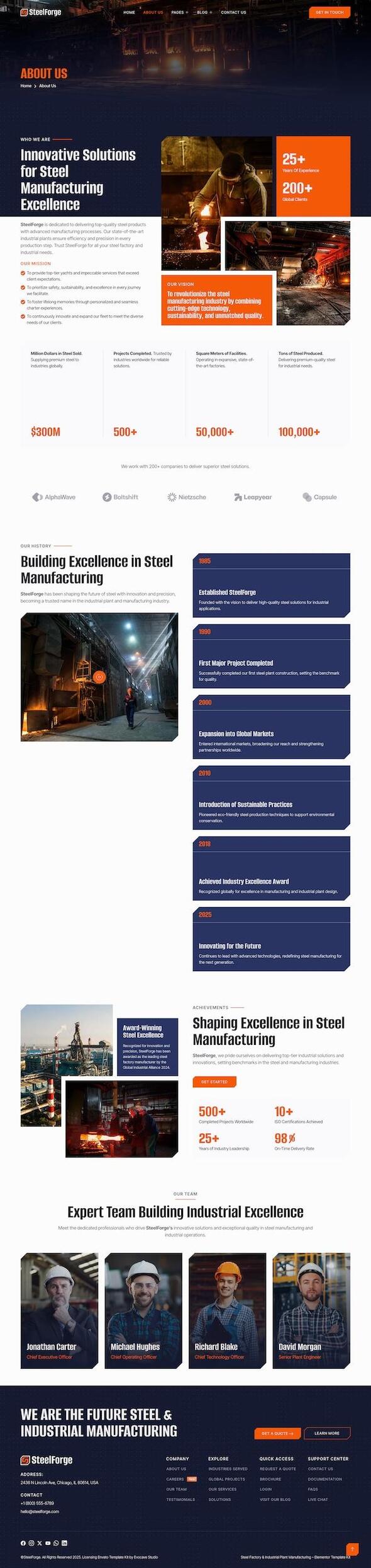 SteelForge - Steel Factory & Industrial Plant Manufacturing Elementor Template Kit