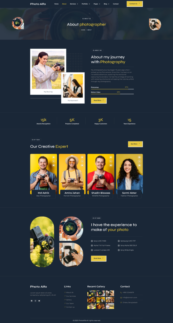 Photo Alfa - Photography & Portfolio Elementor Pro Template Kit product preview