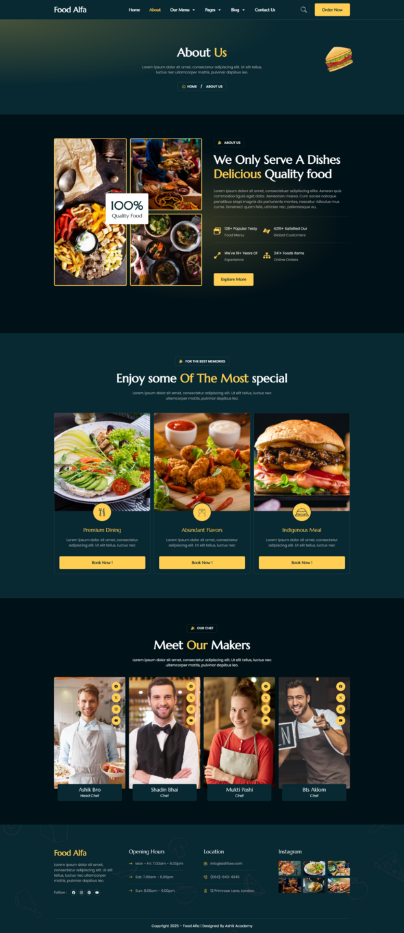 Food Alfa - Restaurant & Cafe Elementor Pro Template Kit
