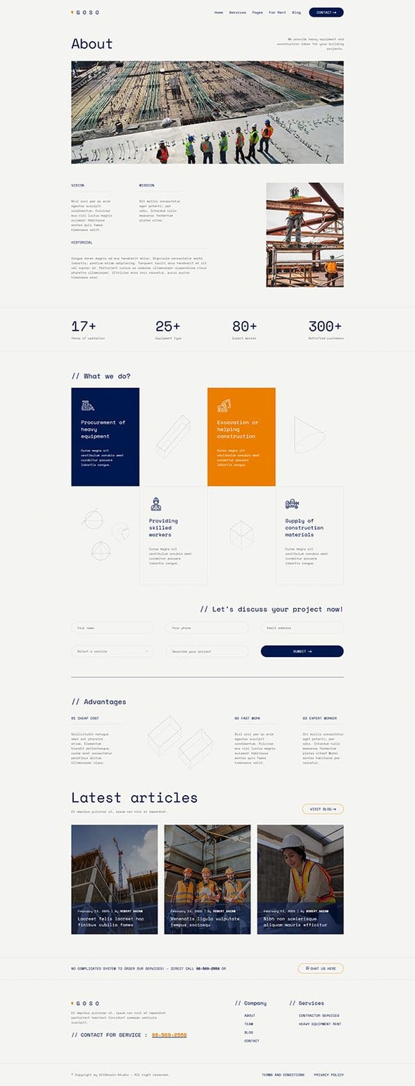 Goso - Contractor & Heavy Equipment Elementor Template Kit