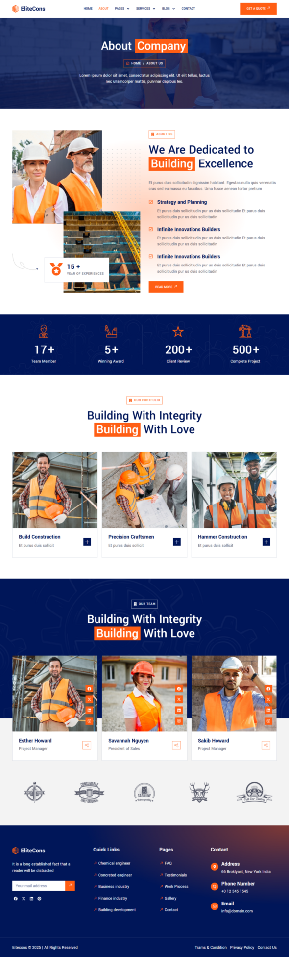 Elitecons - Construction Building Elementor Pro Template Kit