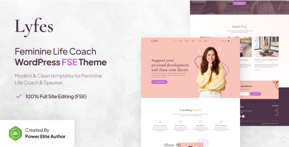 Lyfes – Feminine Life Coach & Speaker Gutenverse FSE WordPress Block Theme