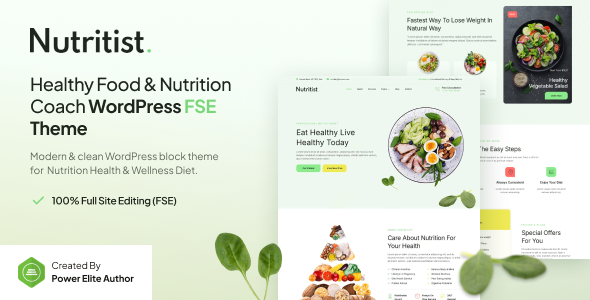 Nutritist – Healthy Food & Nutrition Coach Gutenverse FSE WordPress Block Theme