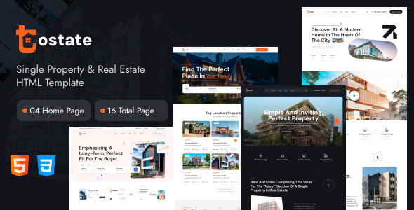 Tostate - Single Property & Real Estate HTML Template listing image