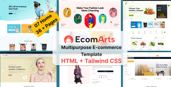 Product preview supplied for EcomArts - Multipurpose eCommerce Tailwind CSS Template