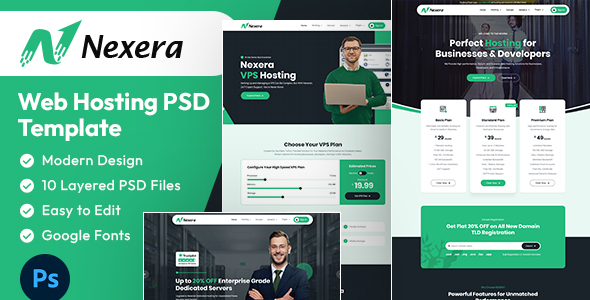 Nexera | Web Hosting PSD Template