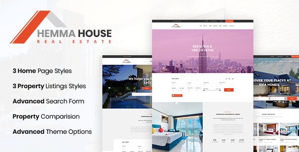 Product preview supplied for Hemma - Real Estate PSD Template