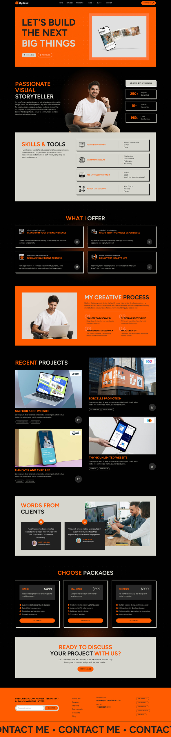 Dydeux - Personal CV Digital Designer Elementor Pro Template Kit product preview