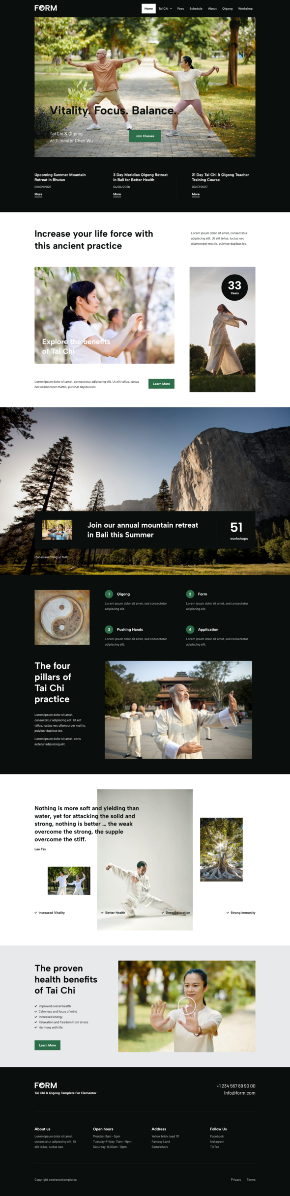 Form - Tai Chi & Qigong Elementor Template Kit