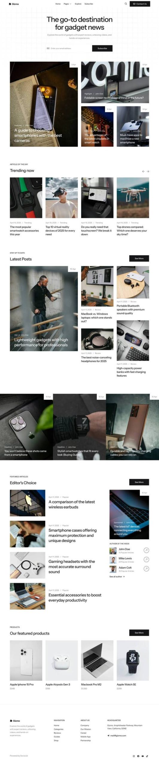 Gizmo - Gadget Review Blog & Magazine Elementor Template Kit