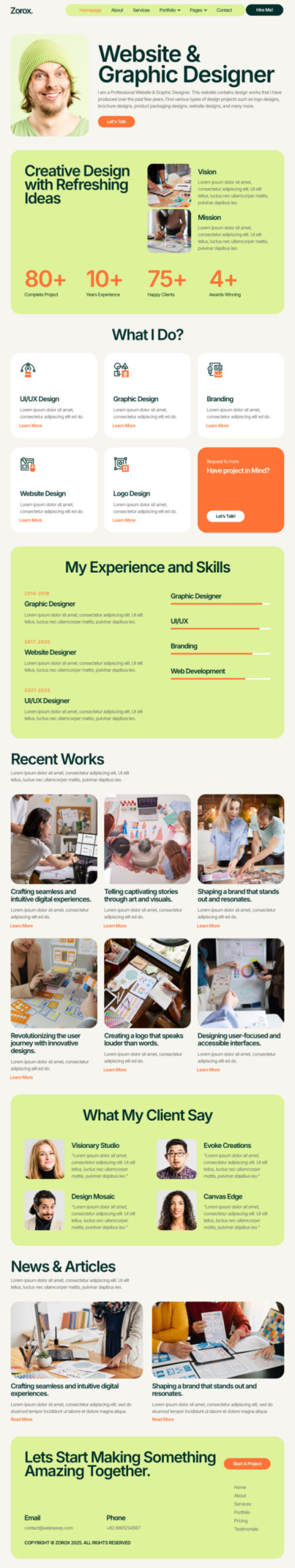 Zorox - Website & Graphic Designer Portfolio Elementor Pro Template Kit