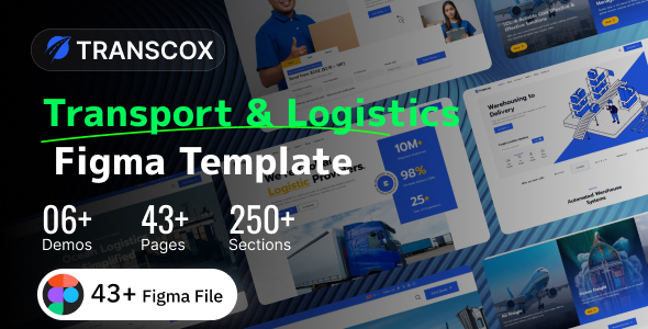 Product preview supplied for Transcox - Transport & Logistics Figma Website Template