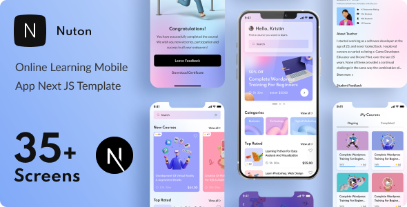 Nuton – Online Learning Next JS Mobile App | PWA