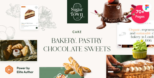 SugarTown - Bakery, Pastry Chocolate Sweets Figma Template