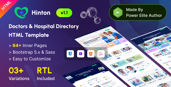 Hinton - Doctor Medical & Hospital Directory Bootstrap 5 Template