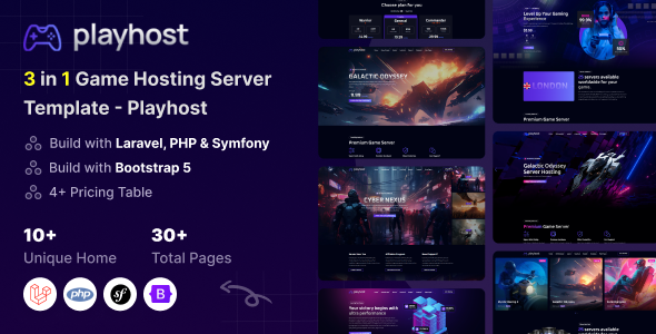 Game Hosting Server Laravel, PHP & Symfony Template - Playhost