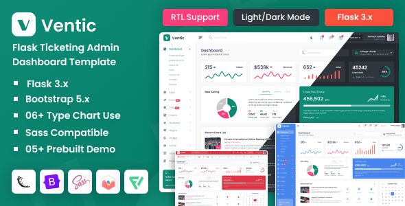 Ventic - Flask Event Ticketing Admin Dashboard Template