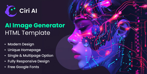 Preview image for AI Image Generator HTML Template - Ciri AI