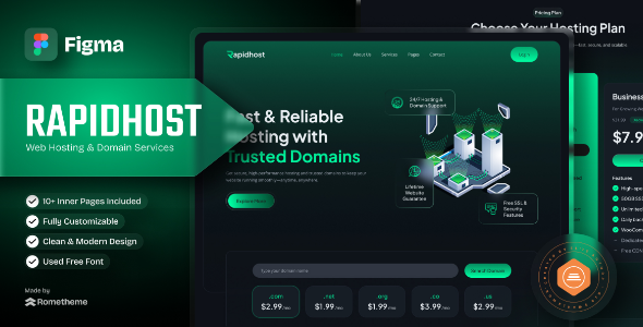 Rapidhost - Web Hosting & Domain Services Figma Template