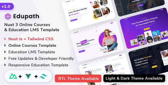 Edupath - Nuxt Js Online Courses & Education LMS Template listing image