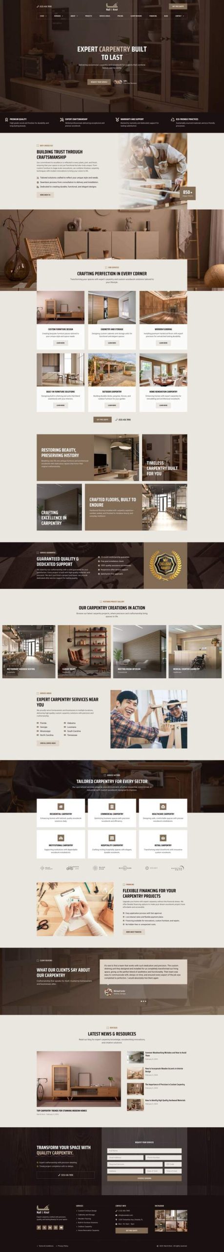 Nail&Knot - Carpentry & Woodworking Service Elementor Pro Template Kit