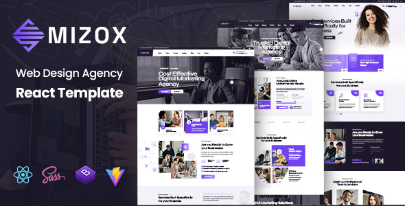 Product preview supplied for Mizox - Web Design Agency React Template