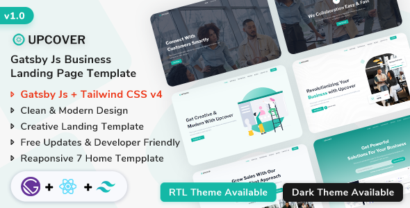 Upcover - Gatsby.js Business Landing Page Template
