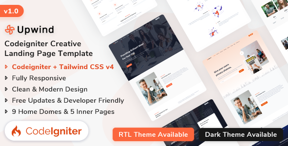 Preview image for Upwind - Codeigniter Multipurpose Landing Template