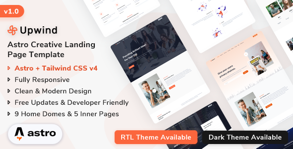Preview image for Upwind - Astro Js Landing Page Template