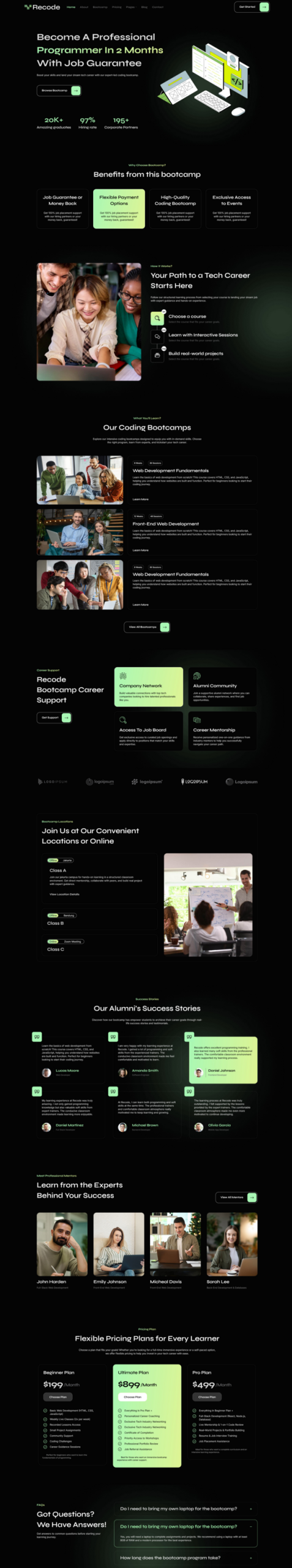Recode - Coding Bootcamp Elementor Template Kit