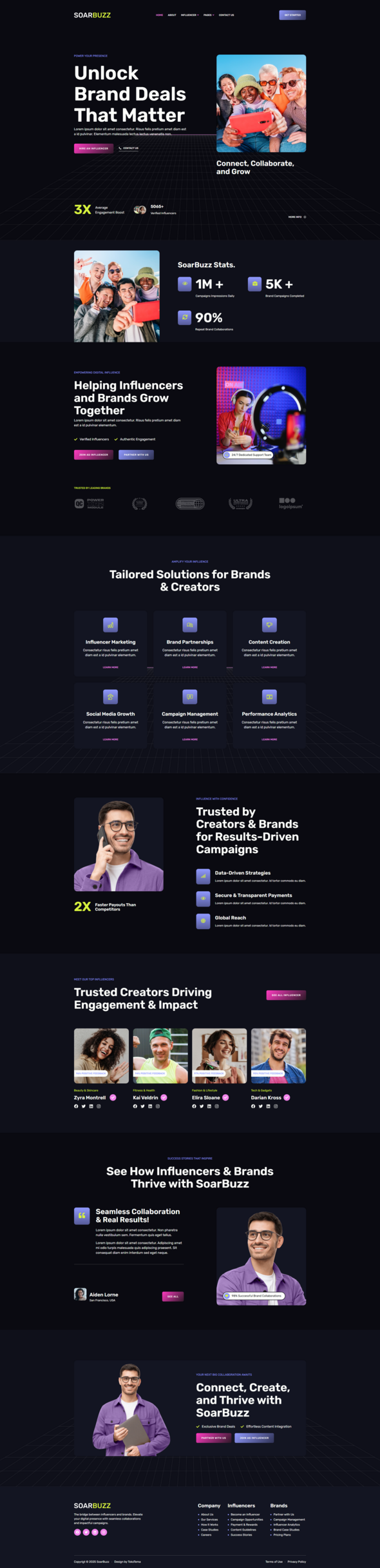 SoarBuzz - Influencer Agency Elementor Template Kit