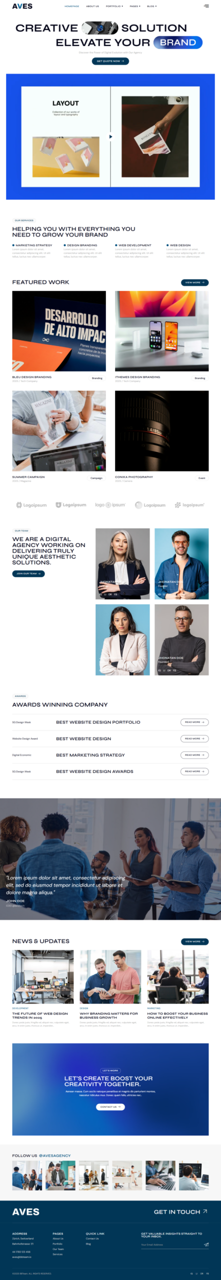 Aves - Digital Agency & Creative Studio Elementor Template Kit