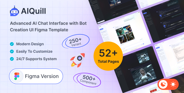 Product preview supplied for AIQuill – AI-Driven Chat Interface with Seamless Bot Creation Figma Template