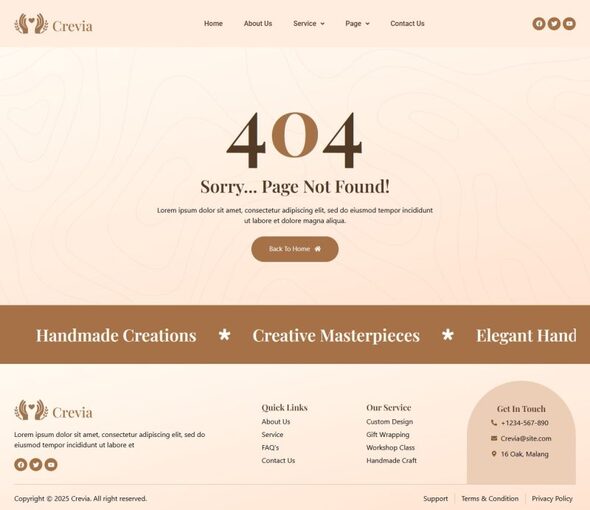 Product preview supplied for Crevia - Craft & Handmade Creations Elementor Template Kit
