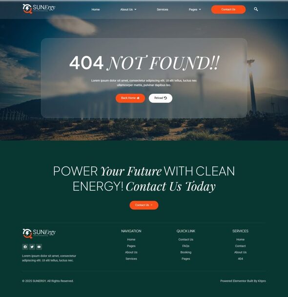 Product preview supplied for Sunergy - Solar Green Renewable Energy Elementor Template Kit
