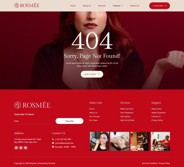 Rosmee - Beauty Salon & Cosmetic Elementor Tempate Kit