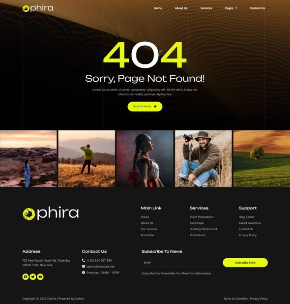 Ophira - Photography Portfolio Elementor Template Kit