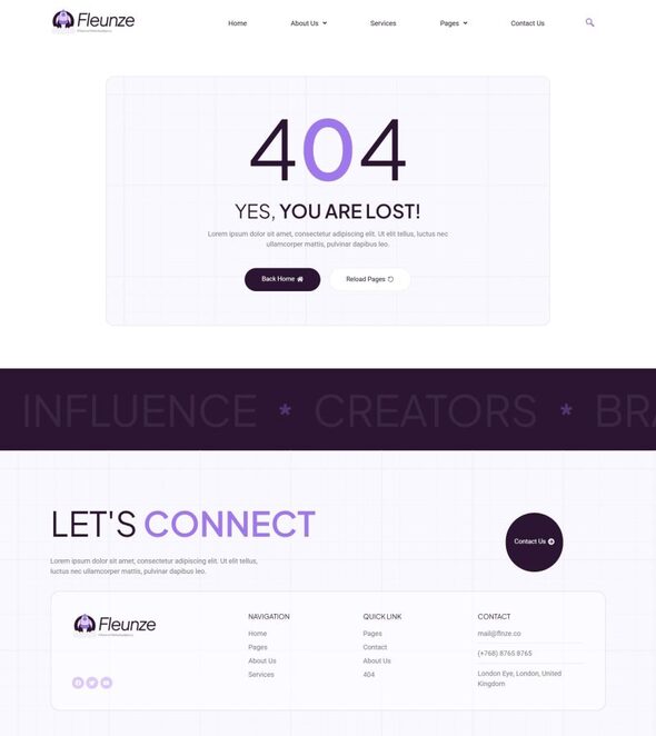 Fleunze - Influencer Marketing Agency Elementor Template Kit