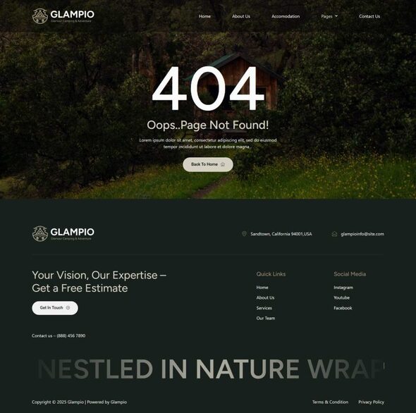 Glampio - Glamour Camping & Adventure Elementor Template Kit
